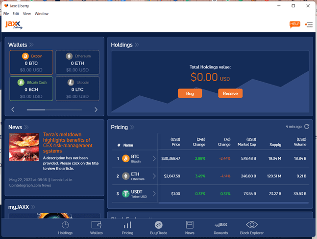 Carteira Para Criptomoedas Jaxx