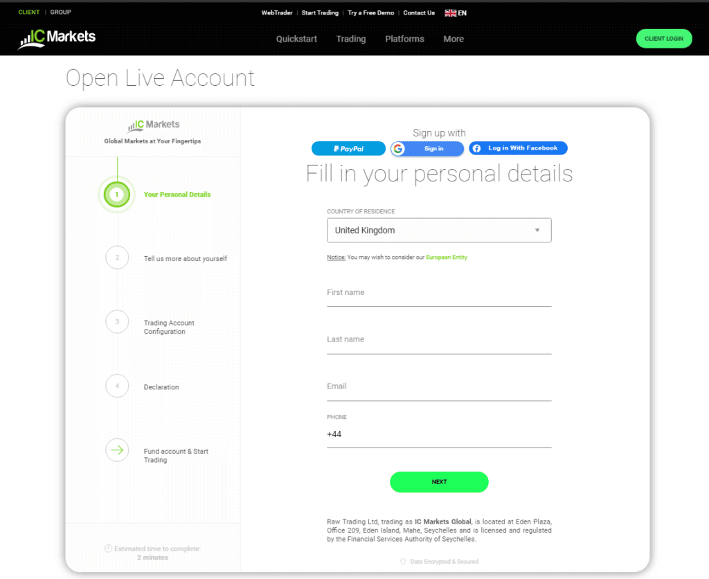 Como abrir uma conta na IC Markets?